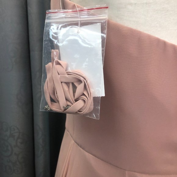 Toasted Sugar,  Dusty Rose Gold Blush Dress, Leg Slit Bridesmaid Formal Dessy - Picture 13 of 14